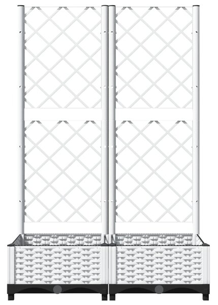 Zahradní truhlík s treláží bílý 80 x 40 x 121,5 cm PP 153281