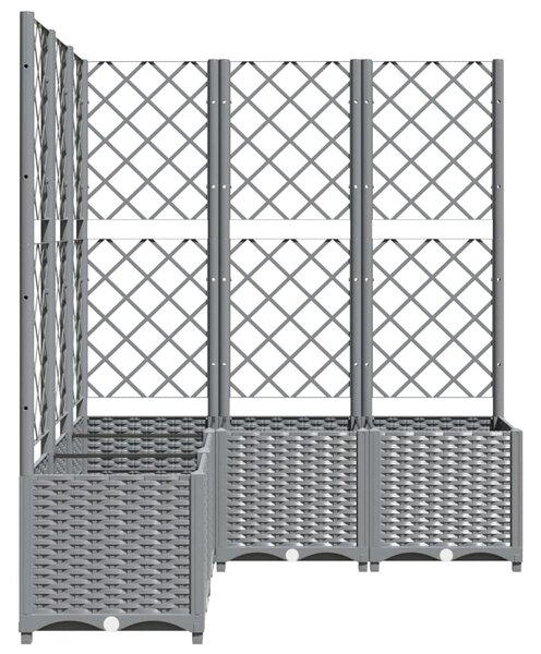 Zahradní truhlík s treláží světle šedý 120 x 120 x 136 cm PP 153278