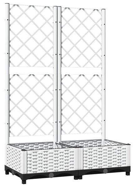 Zahradní truhlík s treláží bílý 80 x 40 x 121,5 cm PP 153281