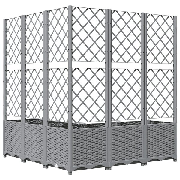 Zahradní truhlík s treláží světle šedý 120 x 120 x 136 cm PP 153278