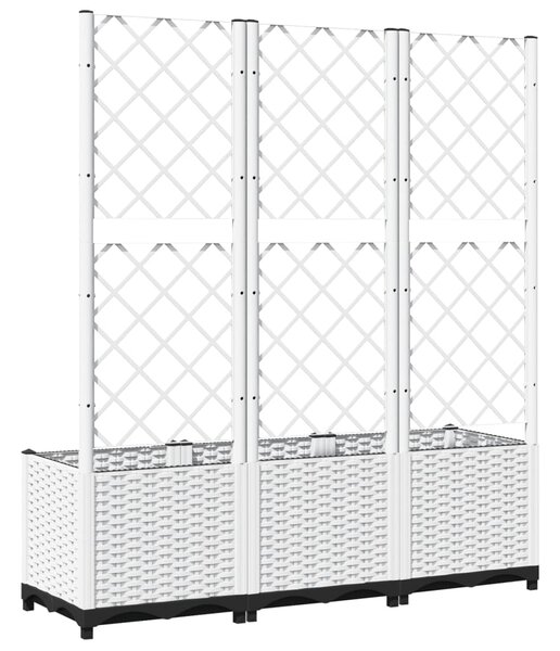 Zahradní truhlík s treláží bílý 120 x 40 x 136 cm PP 153284