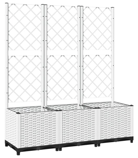Zahradní truhlík s treláží bílý 120 x 40 x 136 cm PP 153284