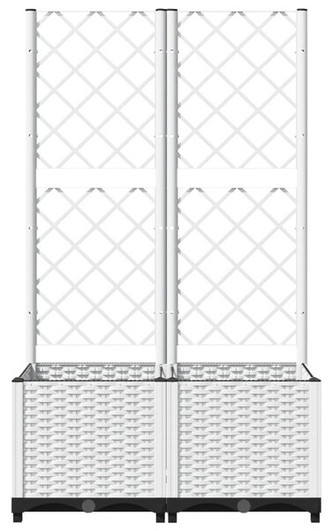 Zahradní truhlík s treláží bílý 80 x 40 x 136 cm PP 153282