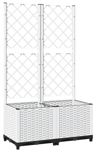Zahradní truhlík s treláží bílý 80 x 40 x 136 cm PP 153282