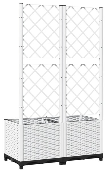 Zahradní truhlík s treláží bílý 80 x 40 x 136 cm PP 153282