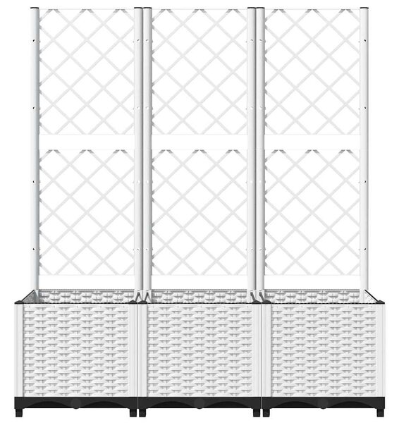 Zahradní truhlík s treláží bílý 120 x 40 x 136 cm PP 153284