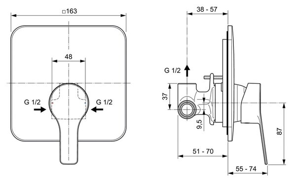 Ideal Standard Entella - Sprchová baterie pod omítku, komplet, chrom A6948AA