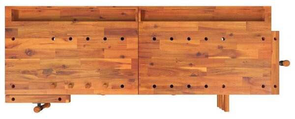 Pracovní stůl se zásuvkami a svěráky 162x62x83cm masivní akácie 153323