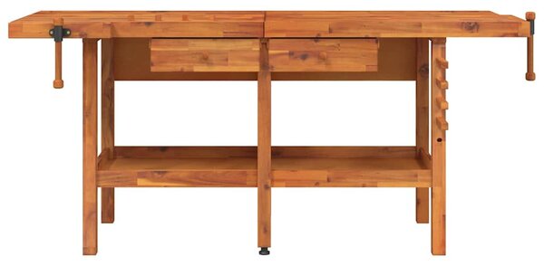 Pracovní stůl se zásuvkami a svěráky 192x62x83cm masivní akácie 153325