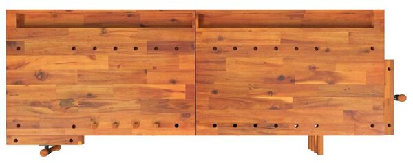 Pracovní stůl se zásuvkami a svěráky 192x62x83cm masivní akácie 153325