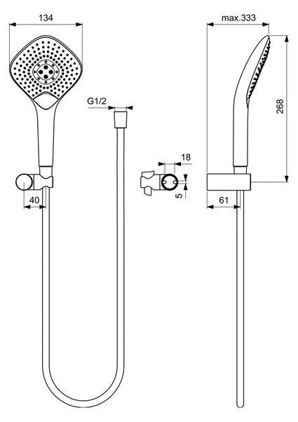 Ideal Standard Idealrain EVO JET - Sprchový set Diamond s 3-funkční ruční sprchou, chrom B2460AA