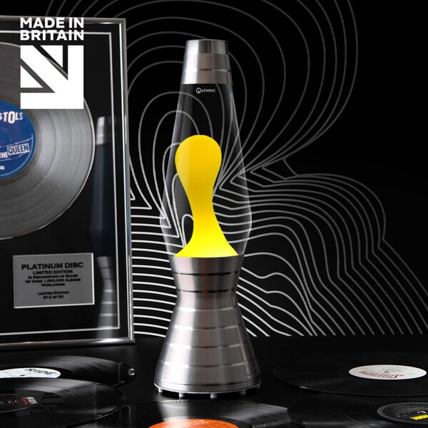 Mathmos Astro Vinyl Platinum, originální lávová lampa, 1x42W, čirá se žlutou lávou, 43cm