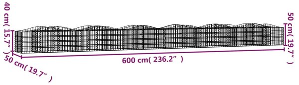 Klenutý gabion vyvýšený záhon 600x50x50 cm pozinkované železo 153544