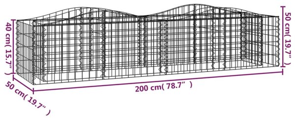 Klenutý gabion vyvýšený záhon 200x50x50 cm pozinkované železo 153542
