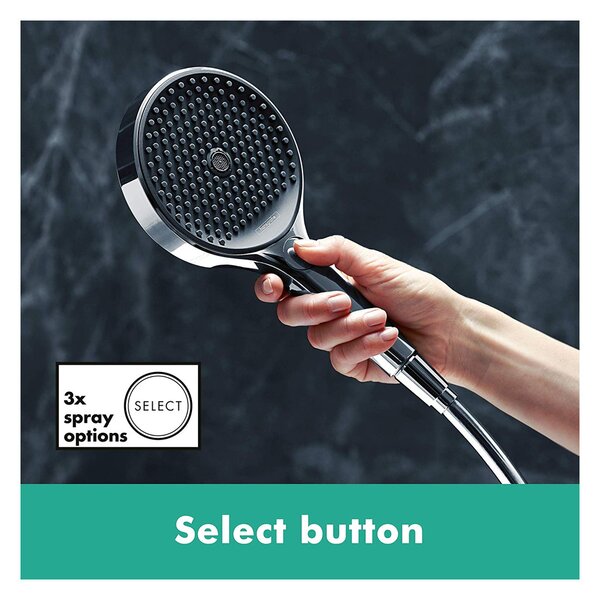 Hansgrohe Rainfinity sprchová sada 130 3jet s tyčí 90 cm a poličkou na mýdlo, chrom 27671000