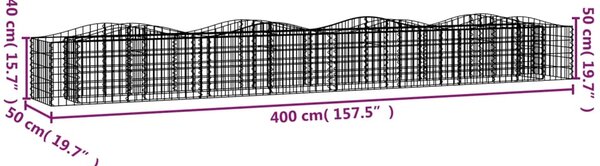 Klenutý gabion vyvýšený záhon 400x50x50 cm pozinkované železo 153543