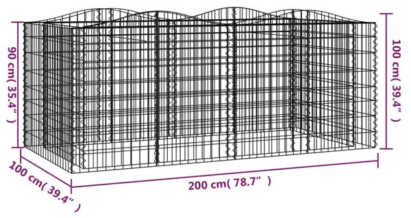 Klenutý gabion vyvýšený záhon 200x100x100 cm pozinkované železo 153554