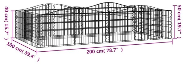 Klenutý gabion vyvýšený záhon 200x100x50 cm pozinkované železo 153550