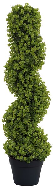 HOMCOM Umělá spirálová eukalyptová rostlina s květináčem, odolná proti UV záření, dekorace do interiéru a exteriéru, výška 90 cm, zelená | Aosom