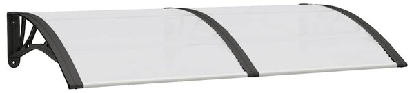 Vchodová stříška černá a průhledná 150 x 75 cm polykarbonát 153576