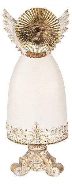 Béžovo-zlatá antik dekorace anděl na podstavci - 16*12*41 cm - Clayre & Eef