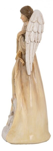Béžová antik dekorace anděl se svatou rodinou Angel - 15*12*30 cm - Clayre & Eef