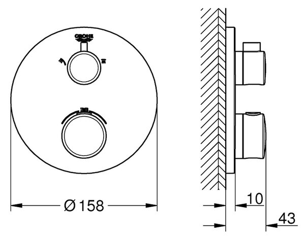 Grohe Grohtherm SET 2 - Sprchový systém pod omítku, Grohtherm, termostatický - kompletní sada