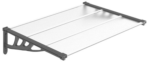 Vchodová stříška černá a průhledná 122 x 90 cm polykarbonát 153683