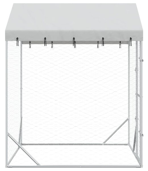 Venkovní psí kotec se střechou stříbrný 2 x 2 x 2,5 m ocel 153675
