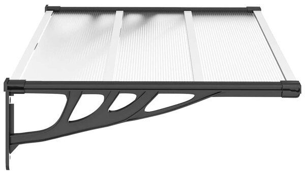 Vchodová stříška černá a průhledná 122 x 90 cm polykarbonát 153683