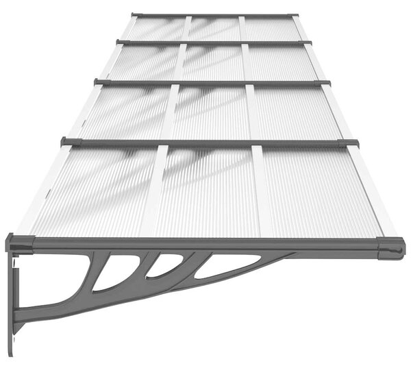 Vchodová stříška černá a průhledná 396 x 90 cm polykarbonát 153689