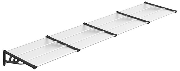 Vchodová stříška černá a průhledná 396 x 90 cm polykarbonát 153689