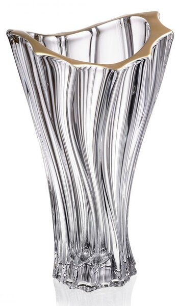 KŘISTÁLOVÁ VÁZA BOHEMIA PLANTICA GOLD RIM 320MM