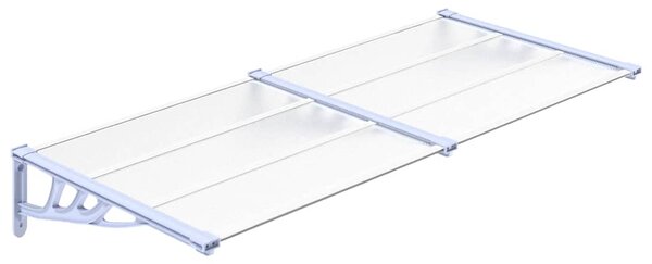 Vchodová stříška šedá a průhledná 199 x 90 cm polykarbonát 153692