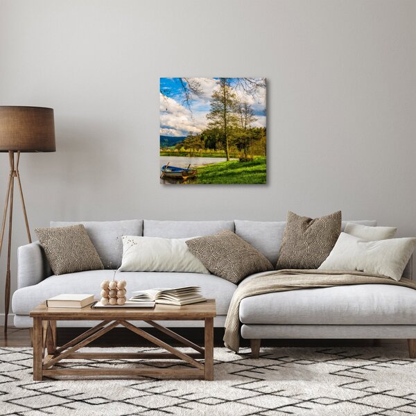 Obraz loďky u jezera (30x30 cm)