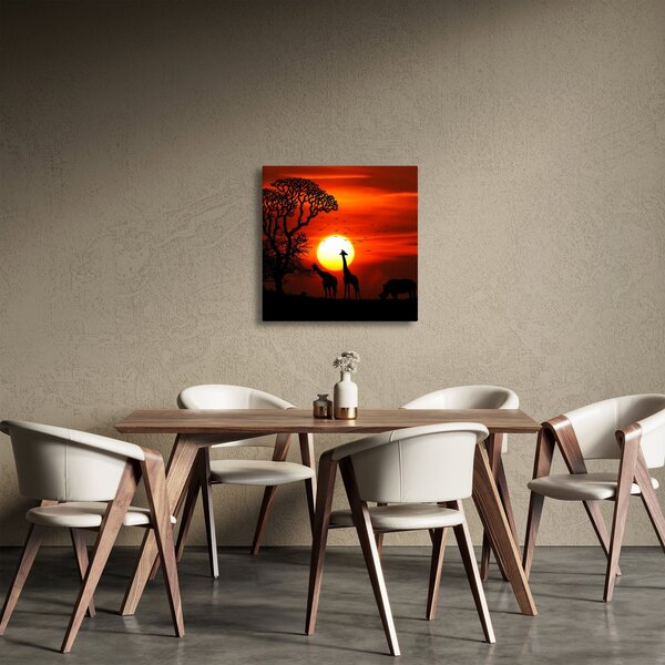 Obraz - Siluety zvířat při západu slunce (30x30 cm)