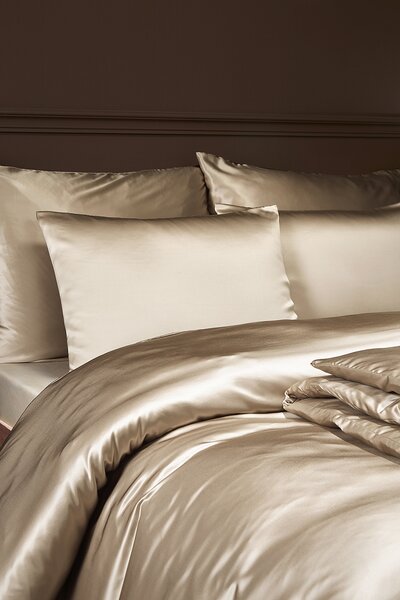 Povlečení Silk Taupe 100% Hedvábí povlak 40/40