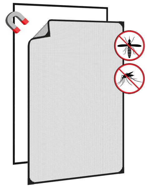 Magnetická okenní síť proti hmyzu antracitová 80 x 120 cm 153850