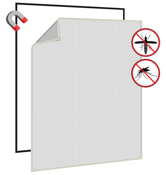 Magnetická okenní síť proti hmyzu bílá 100 x 120 cm 153851