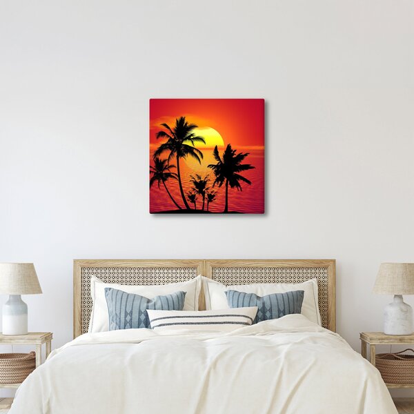 Obraz siluety ostrova s palmami (30x30 cm)