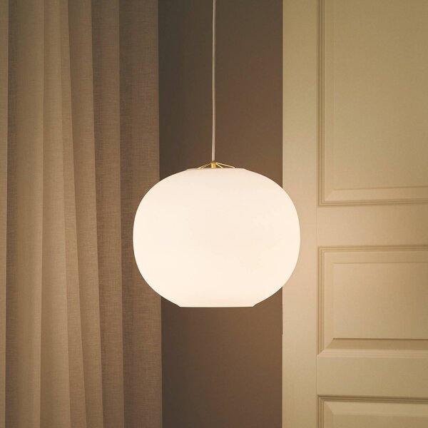 DFTP by Nordlux Závěsné svítidlo Navone, bílé, sklo, Ø 40 cm, 1 světlo, stmívatelný, Bílá / opál, Obývací pokoj / jídelna, Sklo