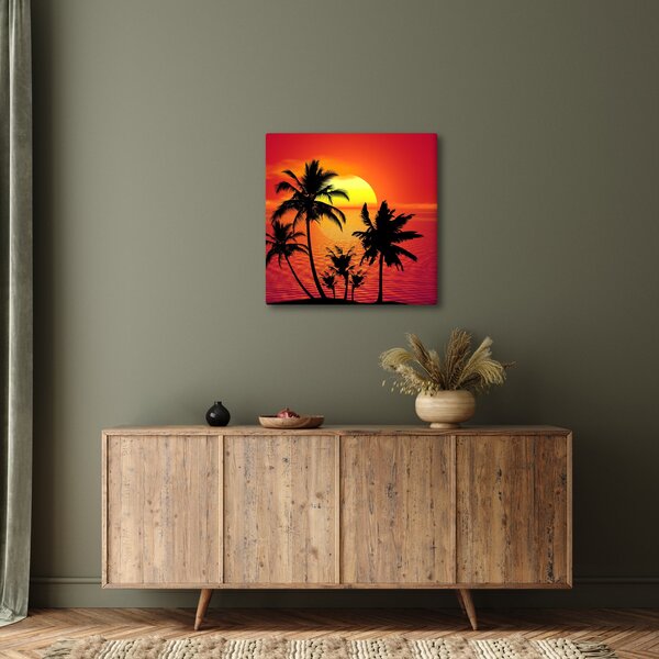 Obraz siluety ostrova s palmami (30x30 cm)