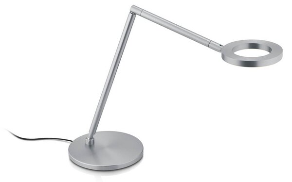 Knapstein Stolní lampa LED Tessa-T, matný nikl, ovládání gesty, stmívatelný, Hliník / šedá / zinek, Pracovna / kancelář, Mosaz, Moderní