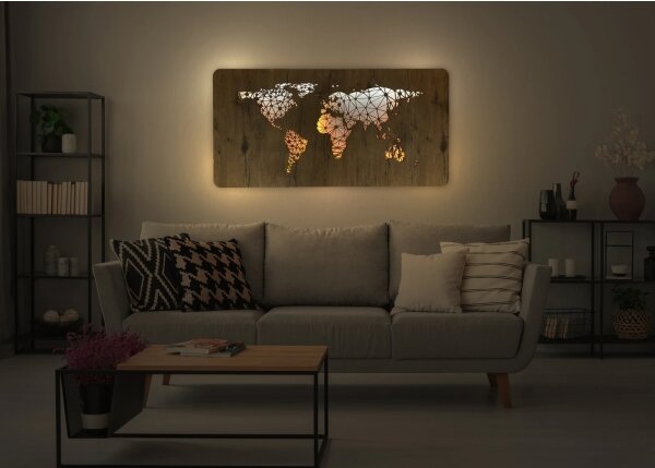 Li-Go 4457/A/4 - LED Nástěnná dekorace LED/10W/5V 30000 mAh 120x60 cm dub