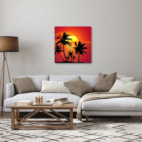 Obraz siluety ostrova s palmami (30x30 cm)