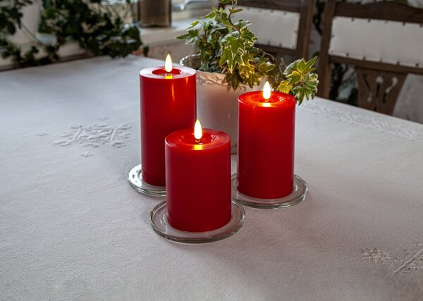 LED svíčka Flamme Flow Pillar Red 17,5 cm
