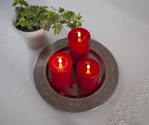 LED svíčka Flamme Flow Pillar Red 17,5 cm