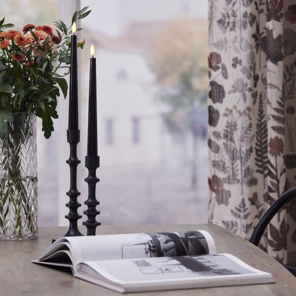 LED svíčka Flamme Candy Black 26 cm – set 2 ks