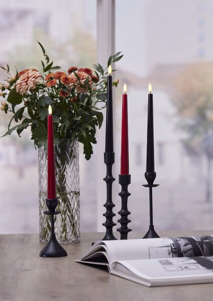 LED svíčka Flamme Candy Black 26 cm – set 2 ks