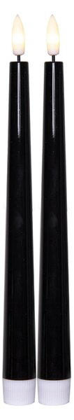 LED svíčka Flamme Candy Black 26 cm – set 2 ks